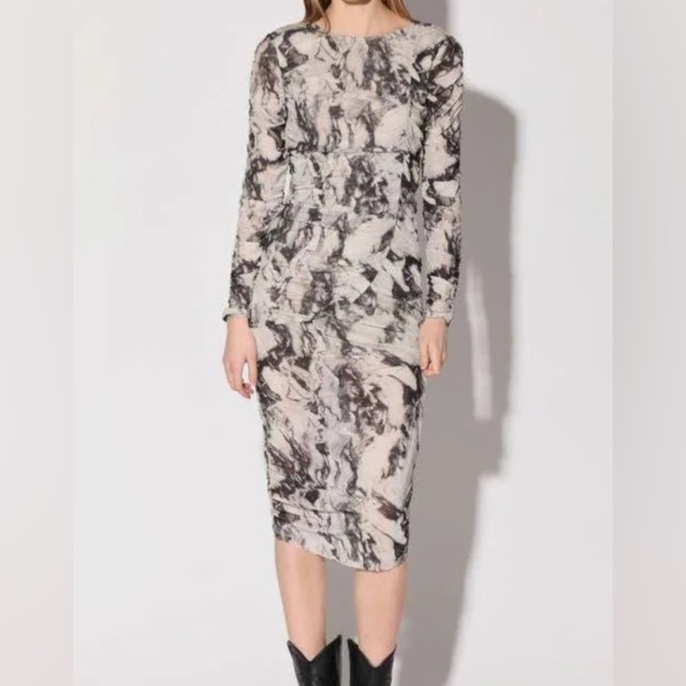 Walter Baker Josey Marble Long Sleeve Sheath Dress‎ - Medium